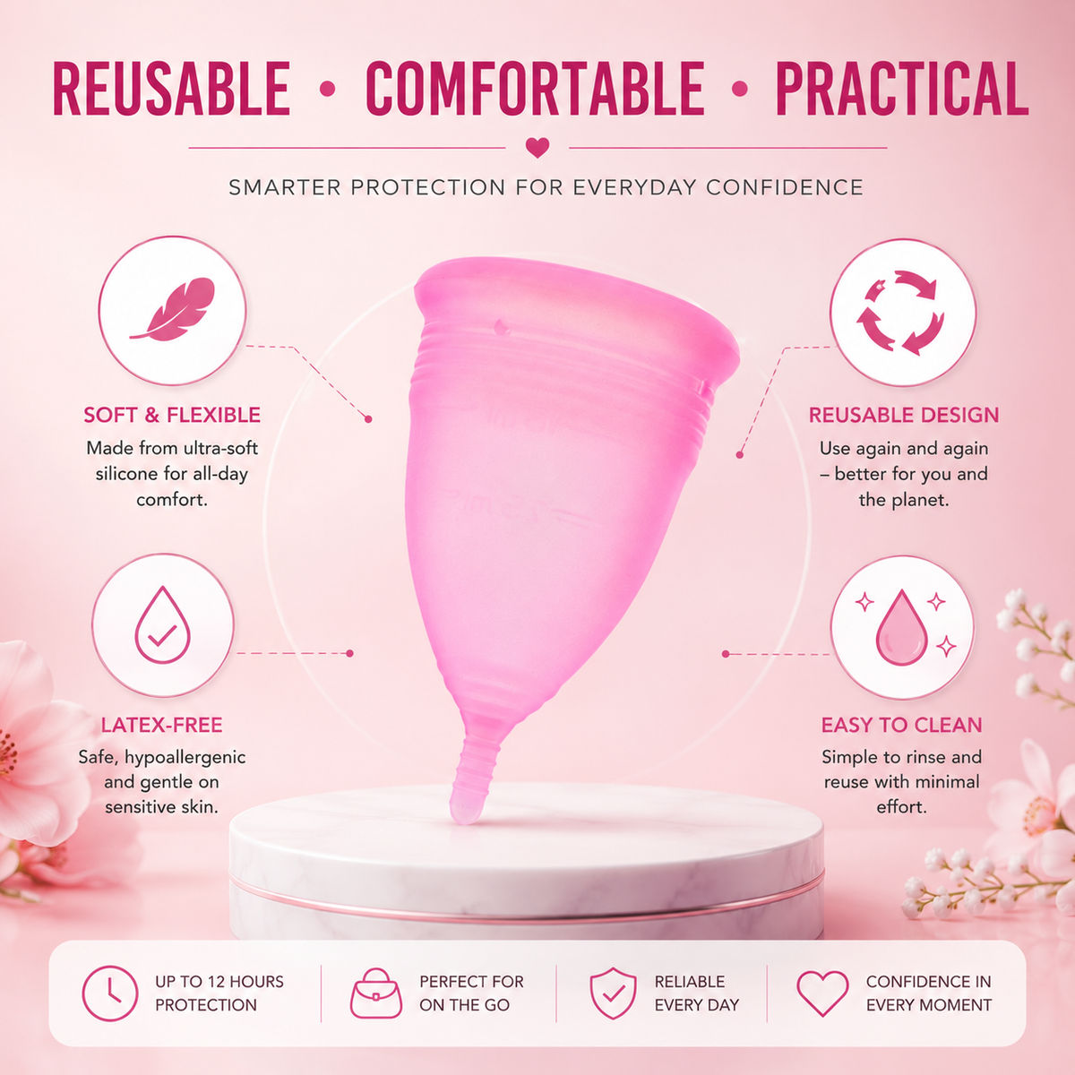 Women’s Pink Menstrual Cup – Eco-Friendly, Comfortable & More!
