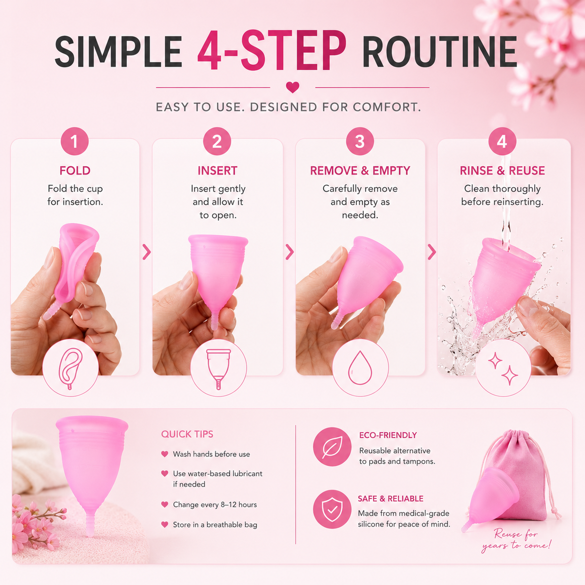 Women’s Pink Menstrual Cup – Eco-Friendly, Comfortable & More!