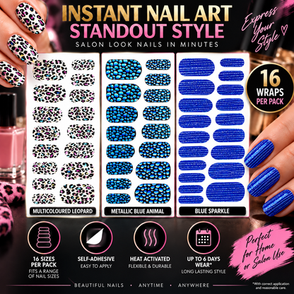 3D Nail Foil Wraps - 16 Per Pack