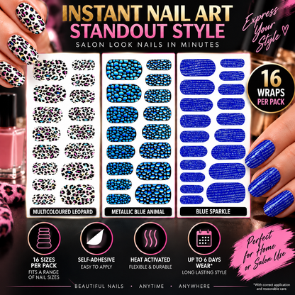 3D Nail Foil Wraps - 16 Per Pack