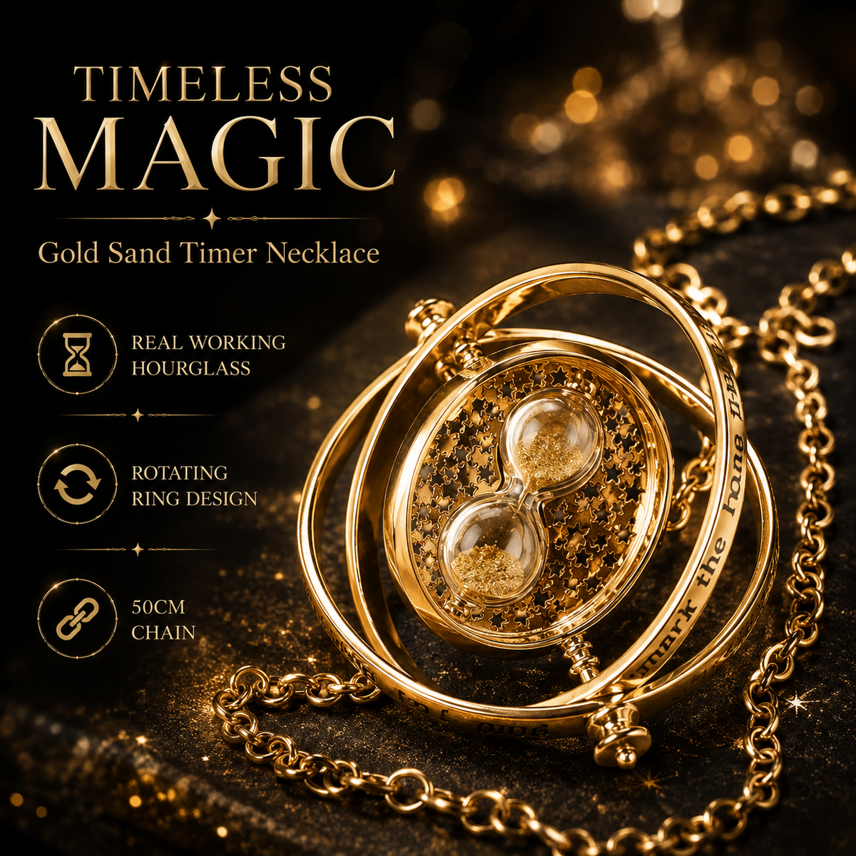 Sand Timer Gold Necklace Collection