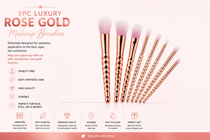 8pc Professional Cosmetic Brushes for Flawless Application