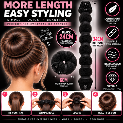 Hair So Hair Bun Rolls – Effortless Updo Styling in Black, Brown, or Blonde - 20cm x 4cm