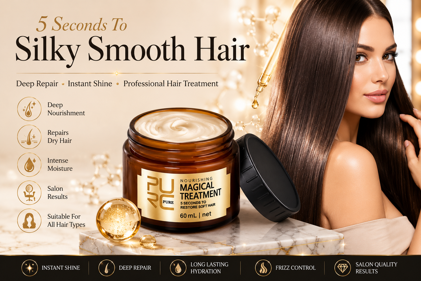 Glamza Pure Nourishing Magical Hair Treatment – Restore, Strengthen & Shine 60ml