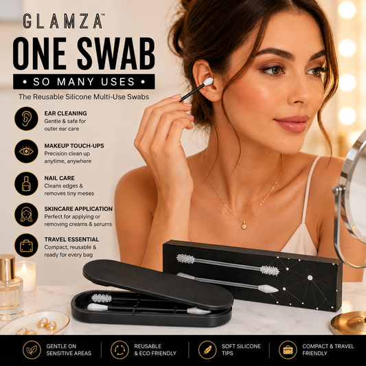 Glamza ‘One Swab’ Reusable Silicone Multi-Use Swabs – 2 Pack with Travel Case