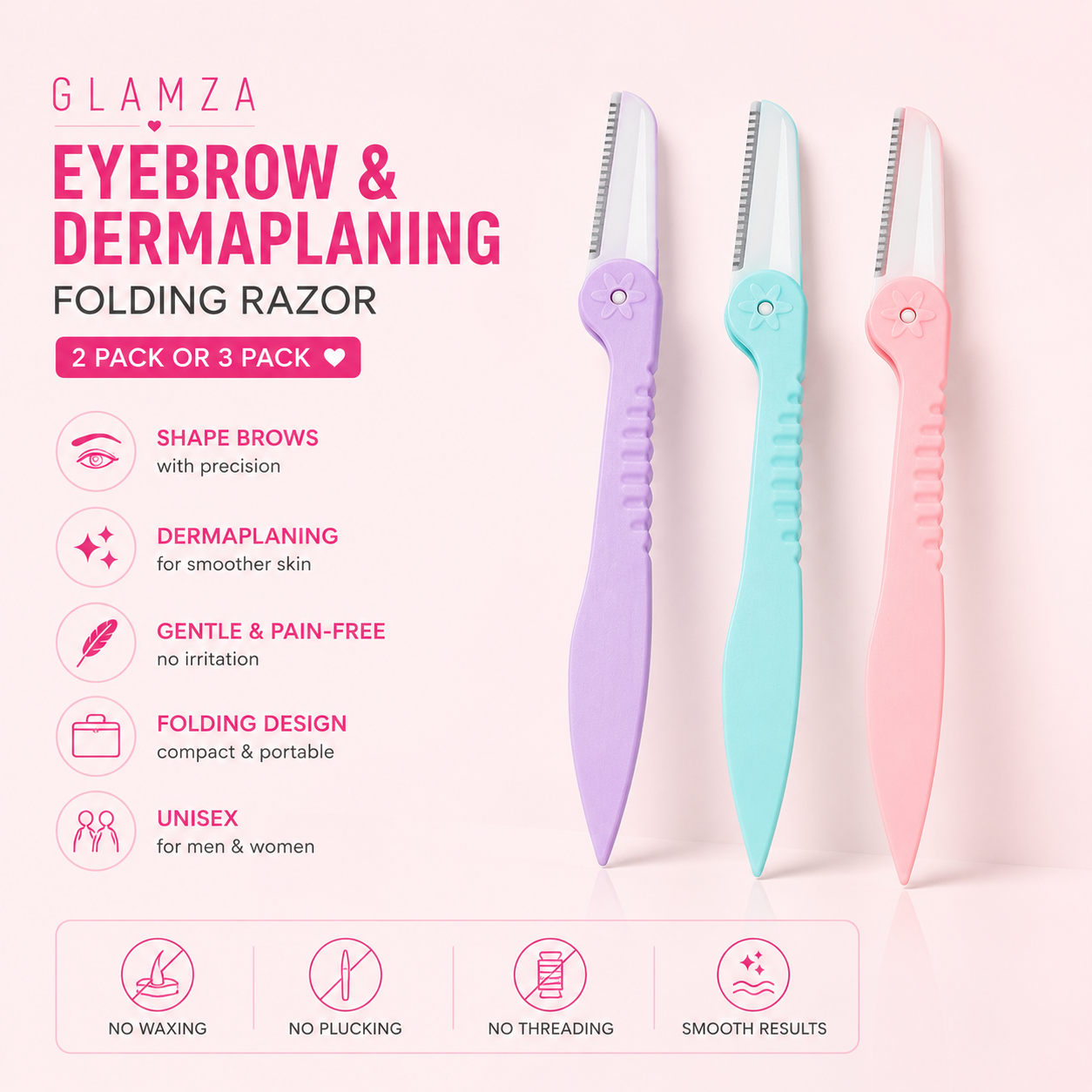 Eyebrow Brow Shaper & Dermaplaning Safe Painless Portable Razor Tool