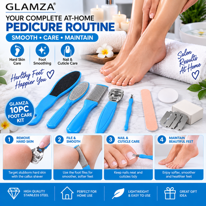 Glamza 10pc Foot Care Pedicure Kit