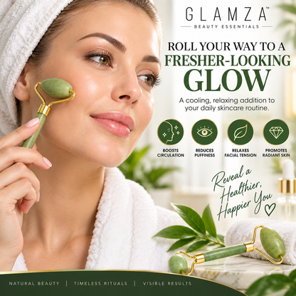 Glamza Jade Roller – Double-Sided Natural Facial Massager