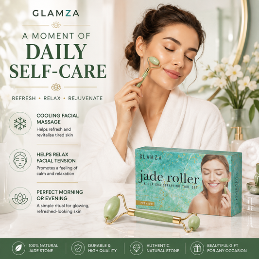 Glamza Jade Roller & Gua Sha Scraping Tool Set
