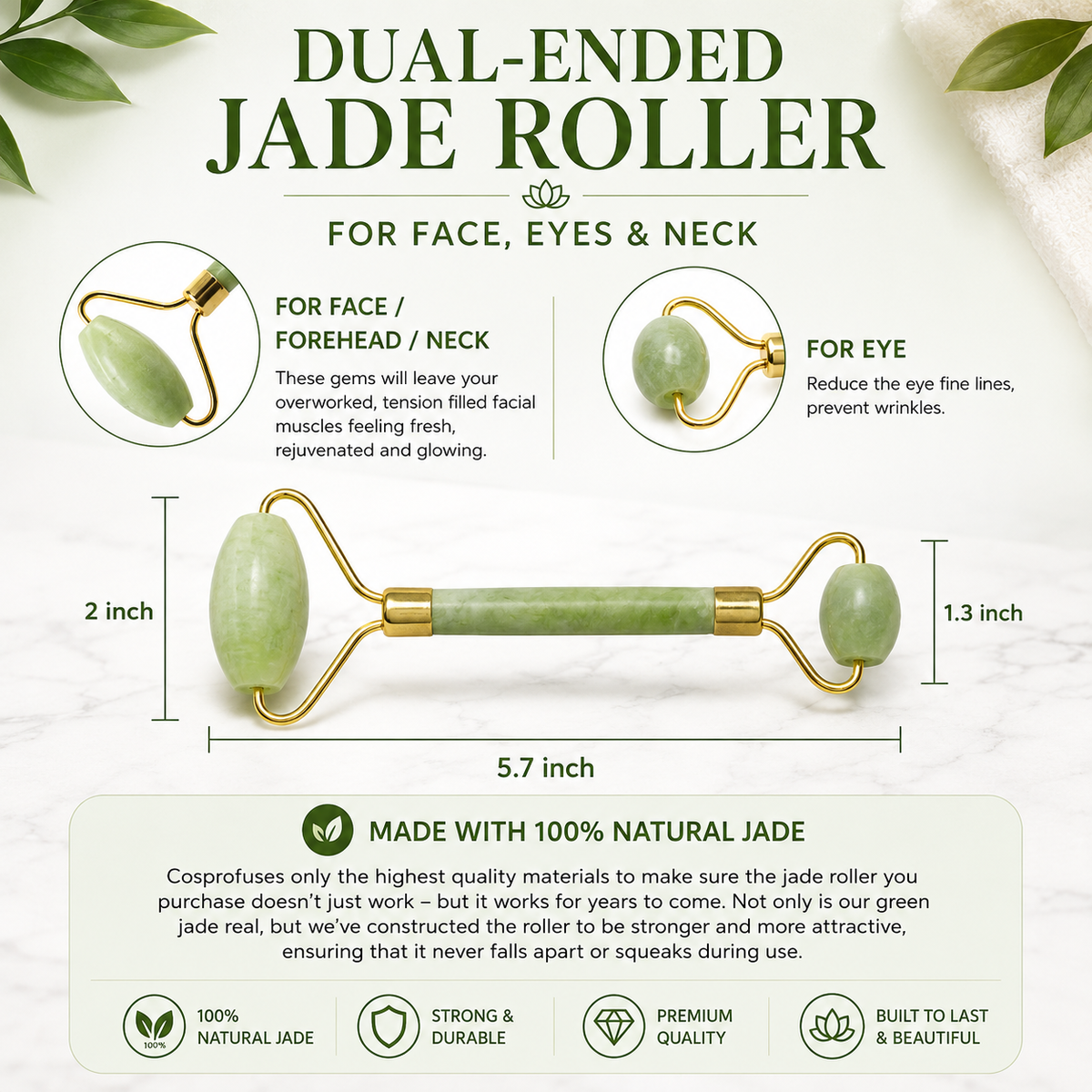Glamza Jade Roller & Gua Sha Scraping Tool Set