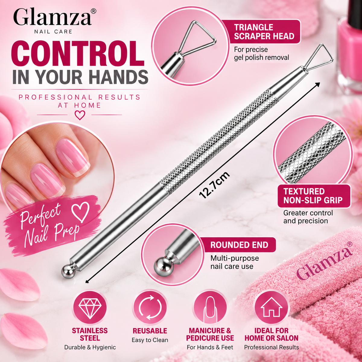 Gel Polish Nail Scraper with Triangle Head & 2 in 1 Nail Scraper and Cuticle Pusher