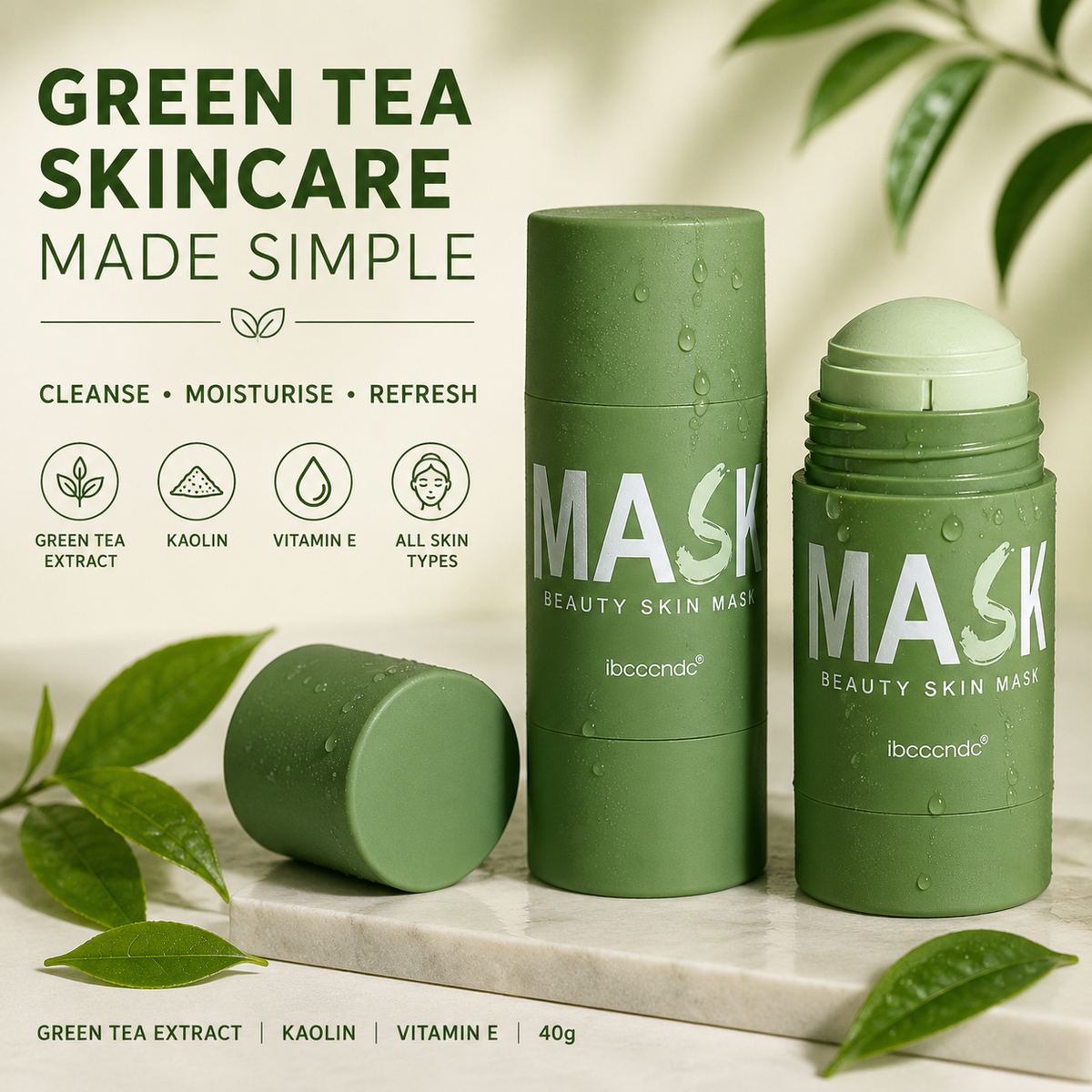 Green Tea Mask Stick – Deep Cleansing Face Mask – 40g