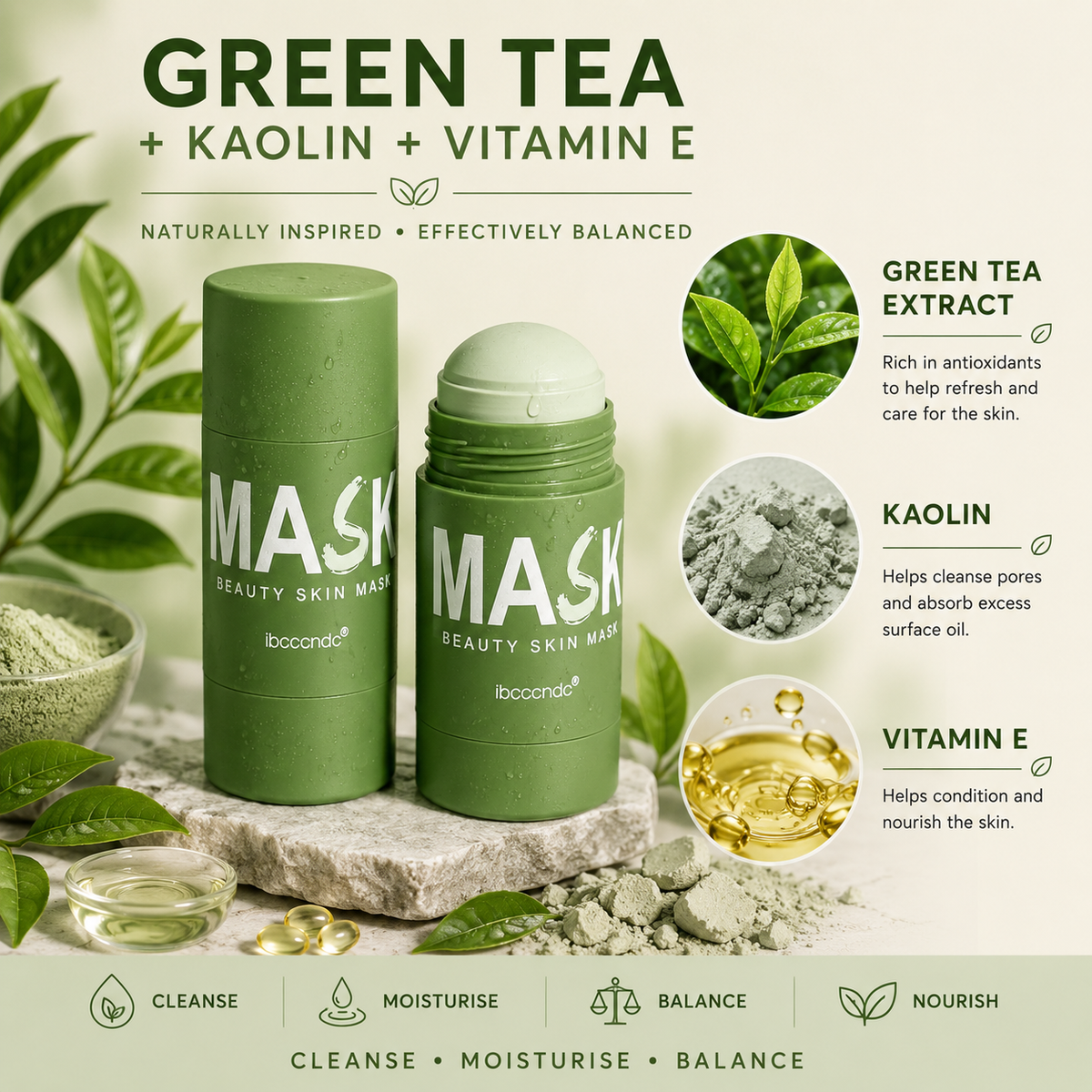 Green Tea Mask Stick – Deep Cleansing Face Mask – 40g