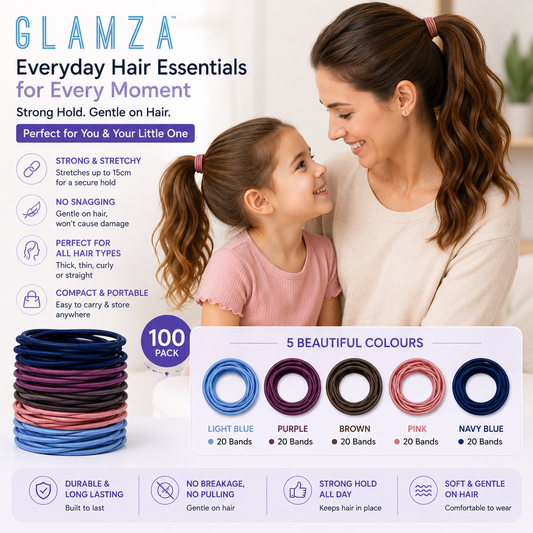 100 Multi-Coloured Elastic Hair Bands – Strong & Stretchy Hair Ties