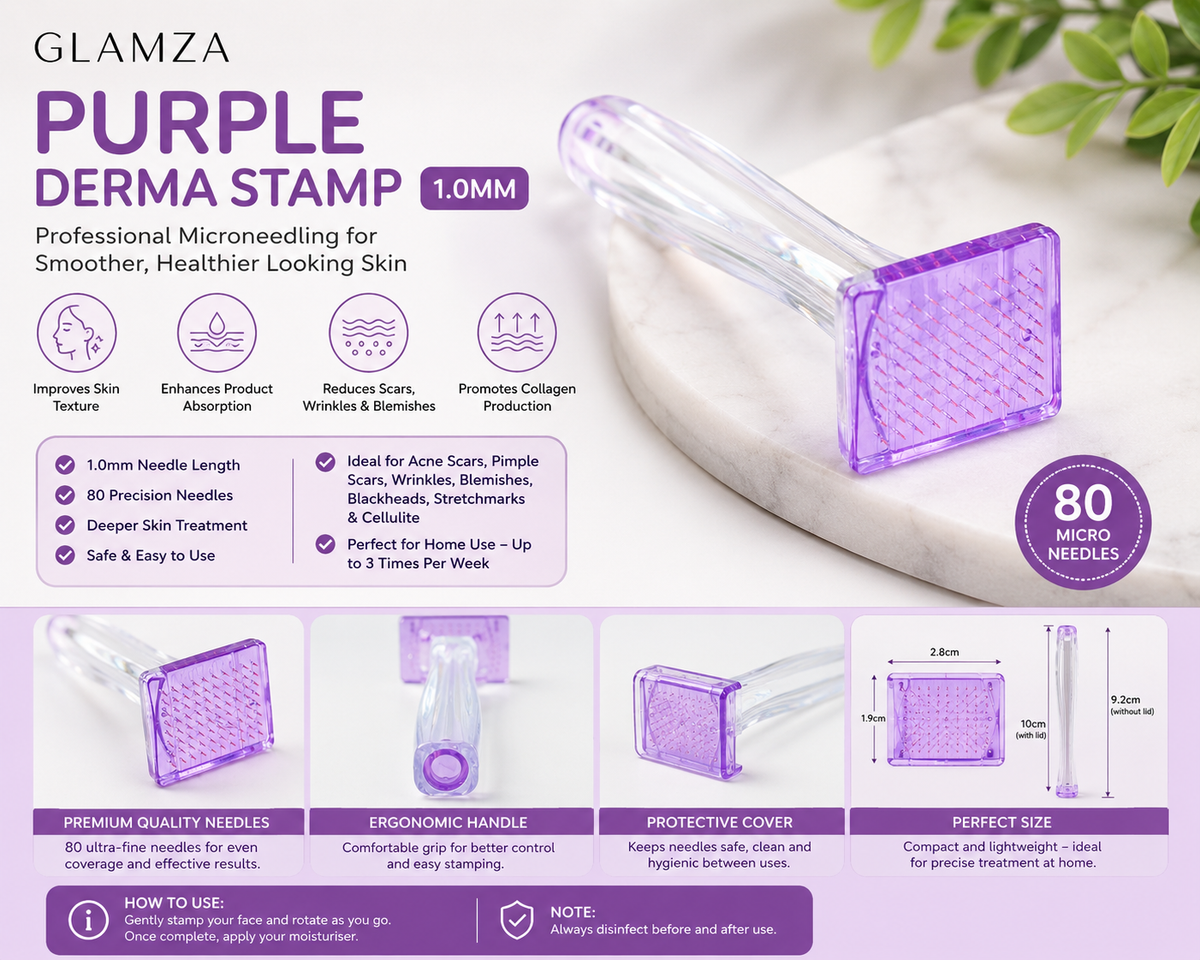 Glamza Purple Derma Stamp 1.0mm – Professional Microneedling Tool