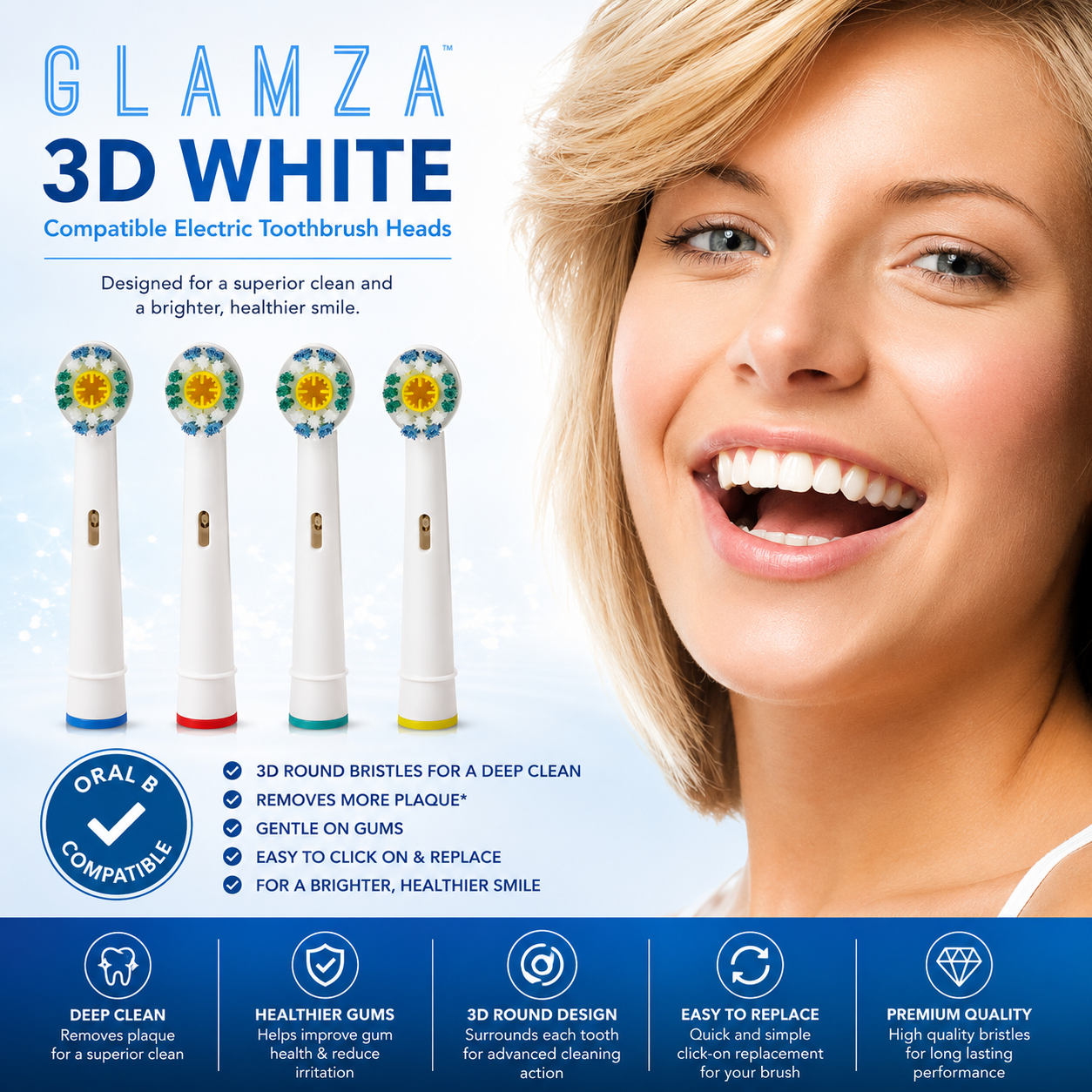 Oral B "3D White" Compatible Electric Toothbrush Heads 4 Pack