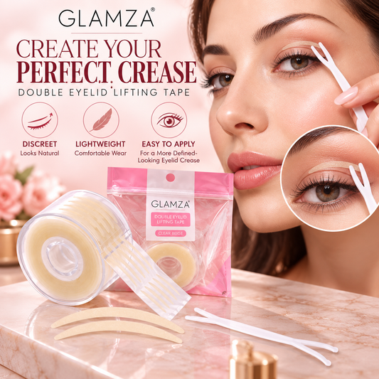 Glamza Double Eyelid Lifting Tape – Self-Adhesive Clear Beige Eyelid Strips with Applicator Fork