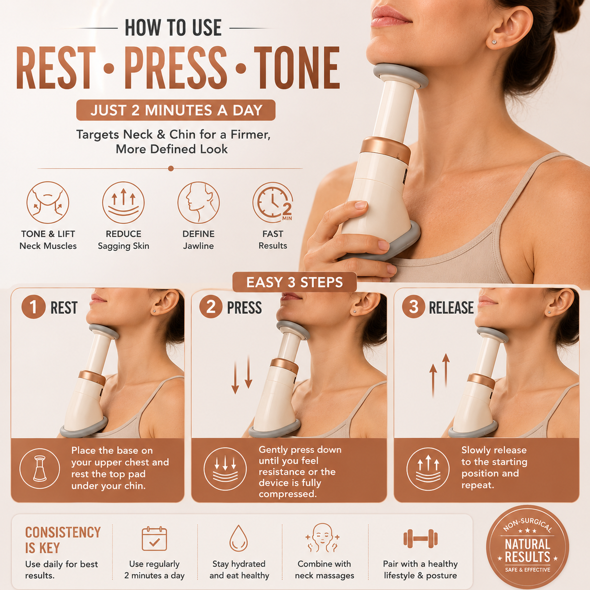 Glamza Slim Neck - Neck Exerciser – Lift, Tone & Tighten Your Neckline