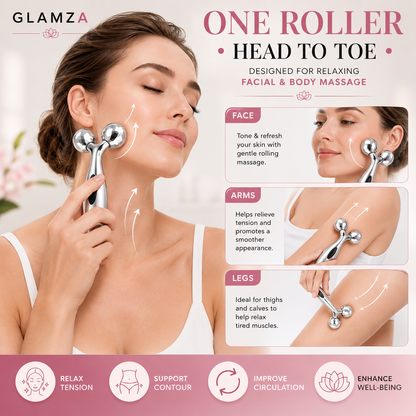 Glamza 3D Body & Facial Massage Roller - Silver
