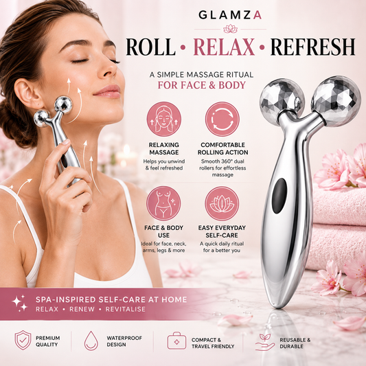 Glamza 3D Body & Facial Massage Roller - Silver