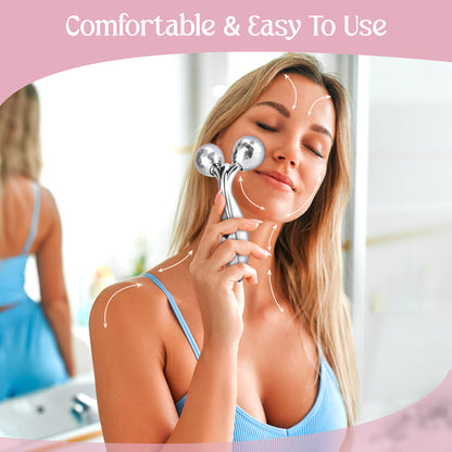 Glamza 3D Body & Facial Massage Roller - Silver