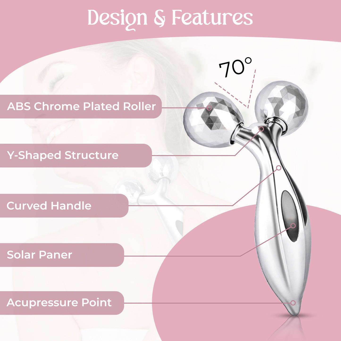 Glamza 3D Body & Facial Massage Roller - Silver