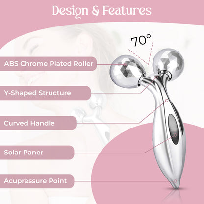 Glamza 3D Body & Facial Massage Roller - Silver