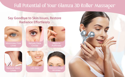 Glamza 3D Body & Facial Massage Roller - Silver