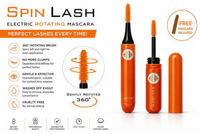 Spin Lash Electric Rotating Mascara – 360° Precision Lash Brush with Mascara Included