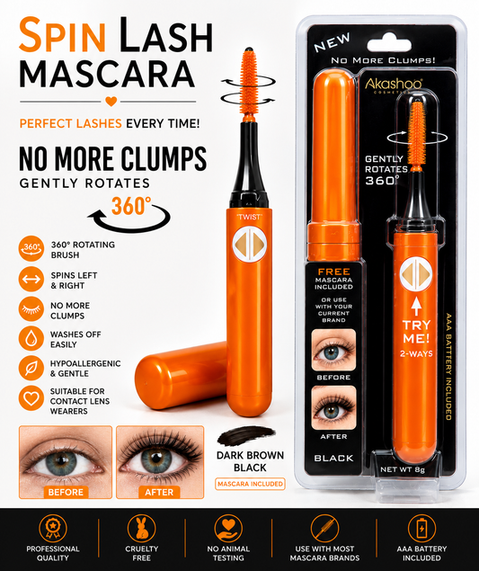 Spin Lash Electric Rotating Mascara – 360° Precision Lash Brush with Mascara Included