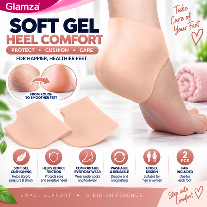 Soft Gel Silicone Heel Protectors – Heel Cushion Sleeves for Cracked Heels, Calluses & Everyday Comfort – Pair