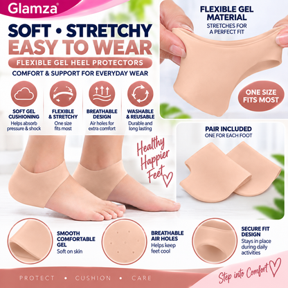 Soft Gel Silicone Heel Protectors – Heel Cushion Sleeves for Cracked Heels, Calluses & Everyday Comfort – Pair