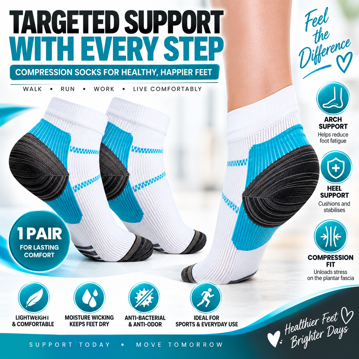 Pain Relief Plantar Compression Ankles Socks