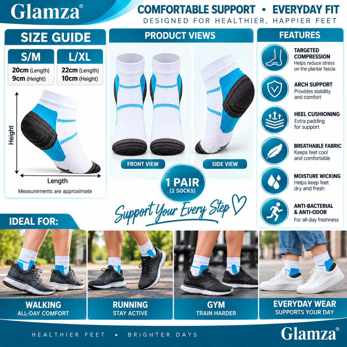 Pain Relief Plantar Compression Ankles Socks