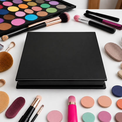 4pc Slim Glitter Eyeshadow Palette with Magnetic Flip-Top Closure – Black Compact