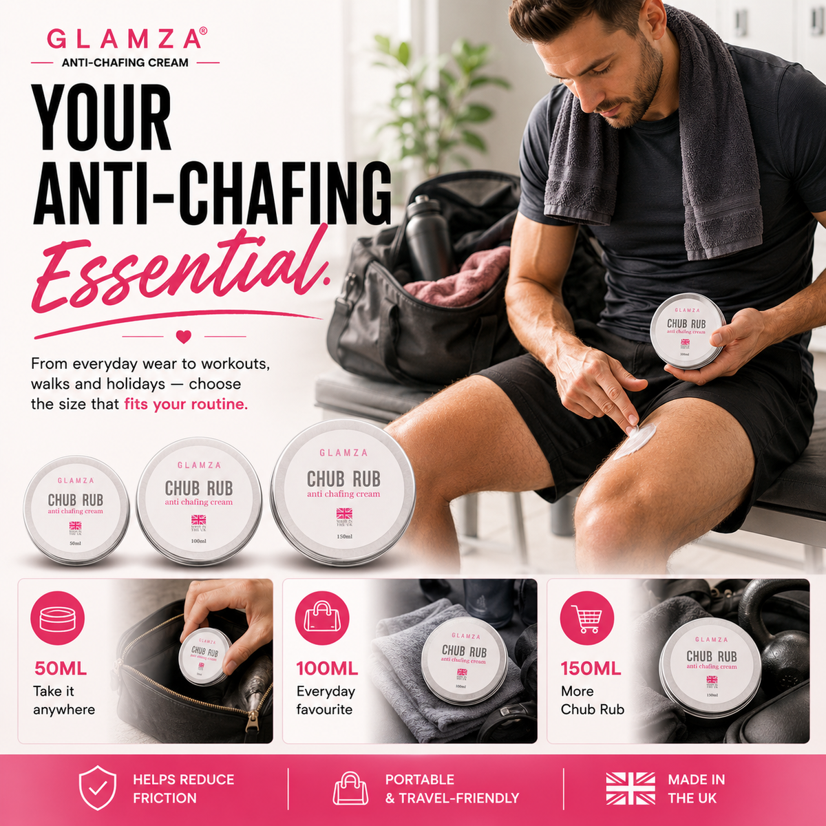 Glamza Chub Rub Anti Chafing Cream 50ml with Aloe Vera