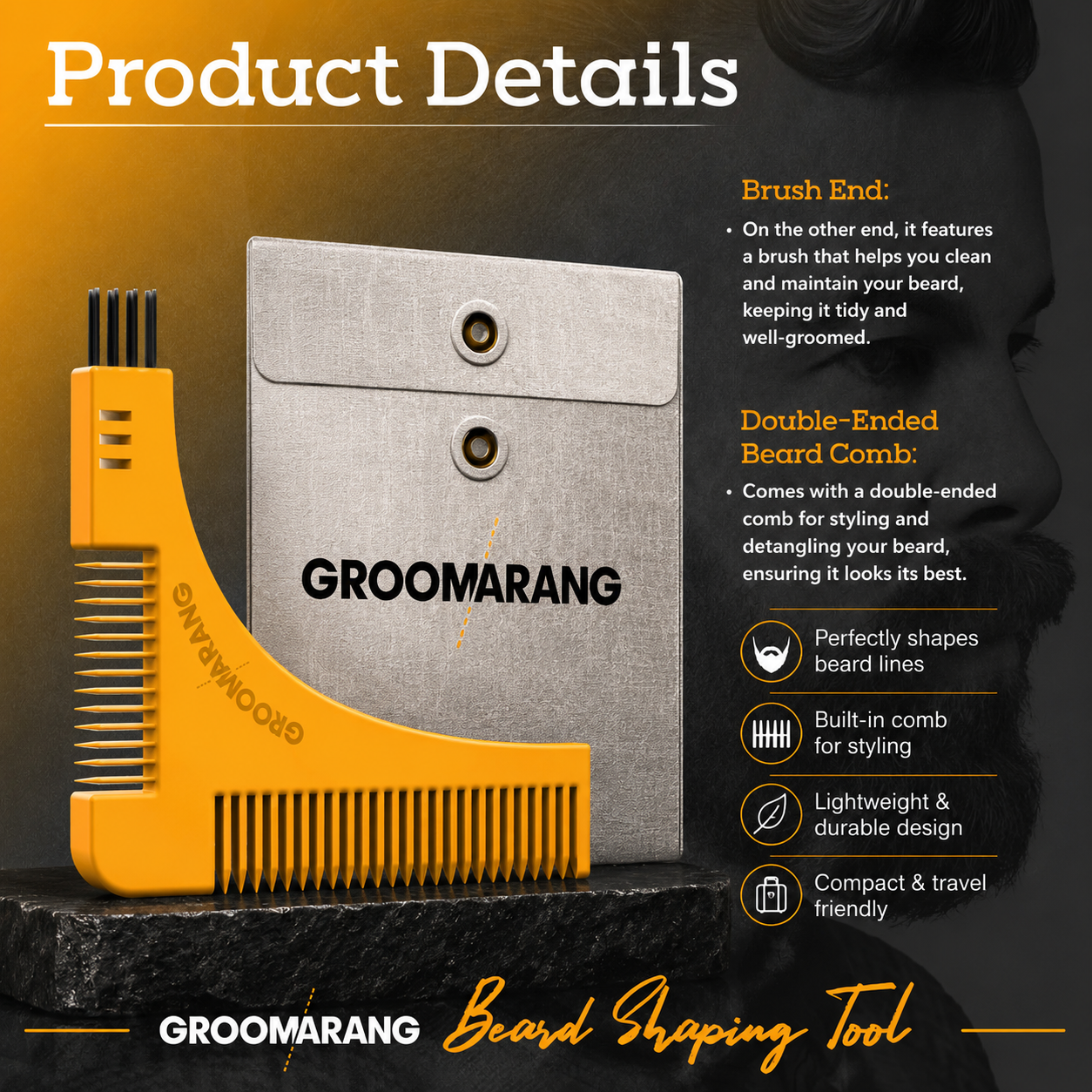 Groomarang Beard Shaping & Styling Template Comb