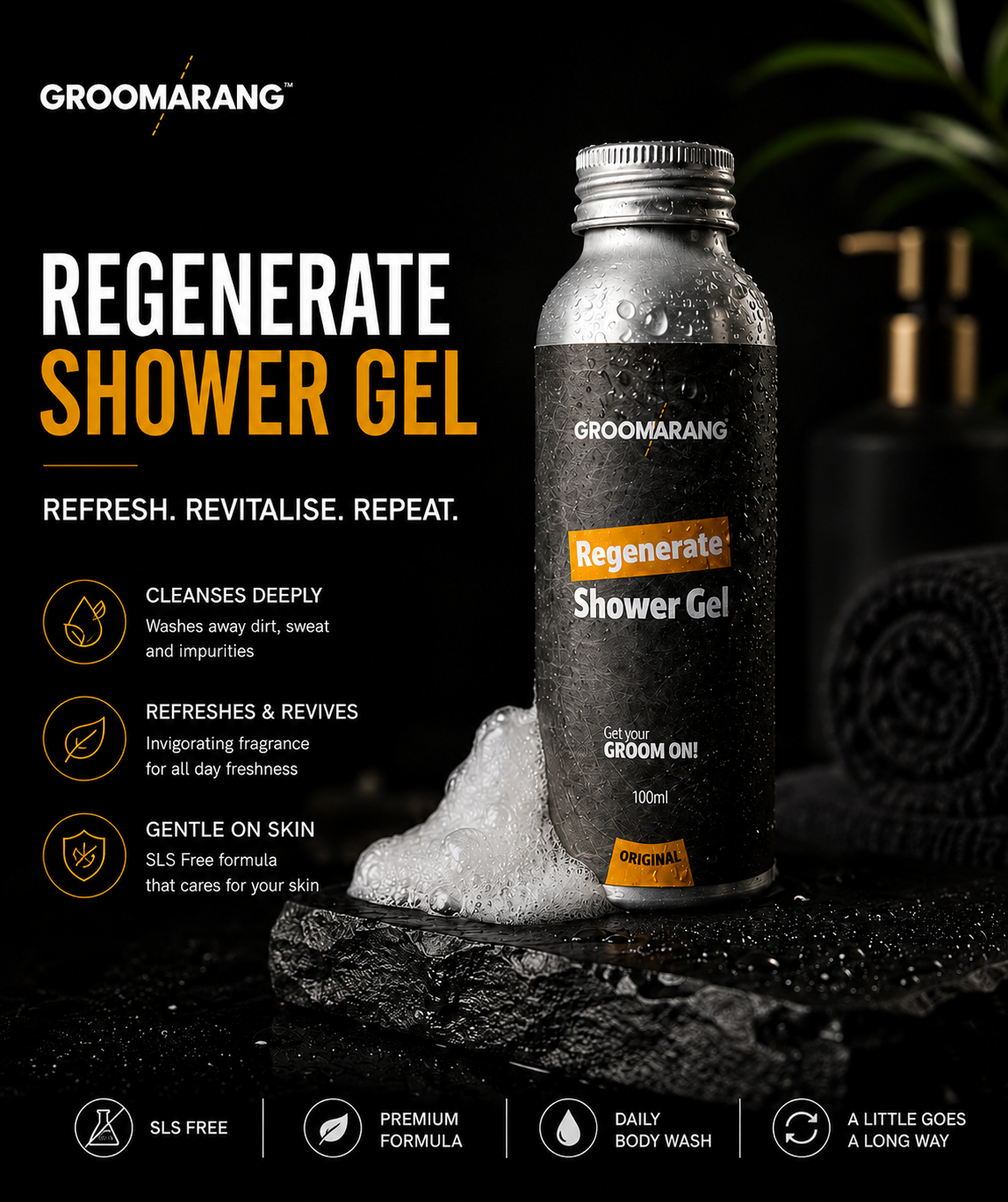 Groomarang Men's Shower Gel 100ml – SLS Free Refreshing Body Wash