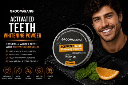 Groomarang Activated Charcoal & Coconut Shell Teeth Whitening Powder – 100% Natural & Vegan Friendly