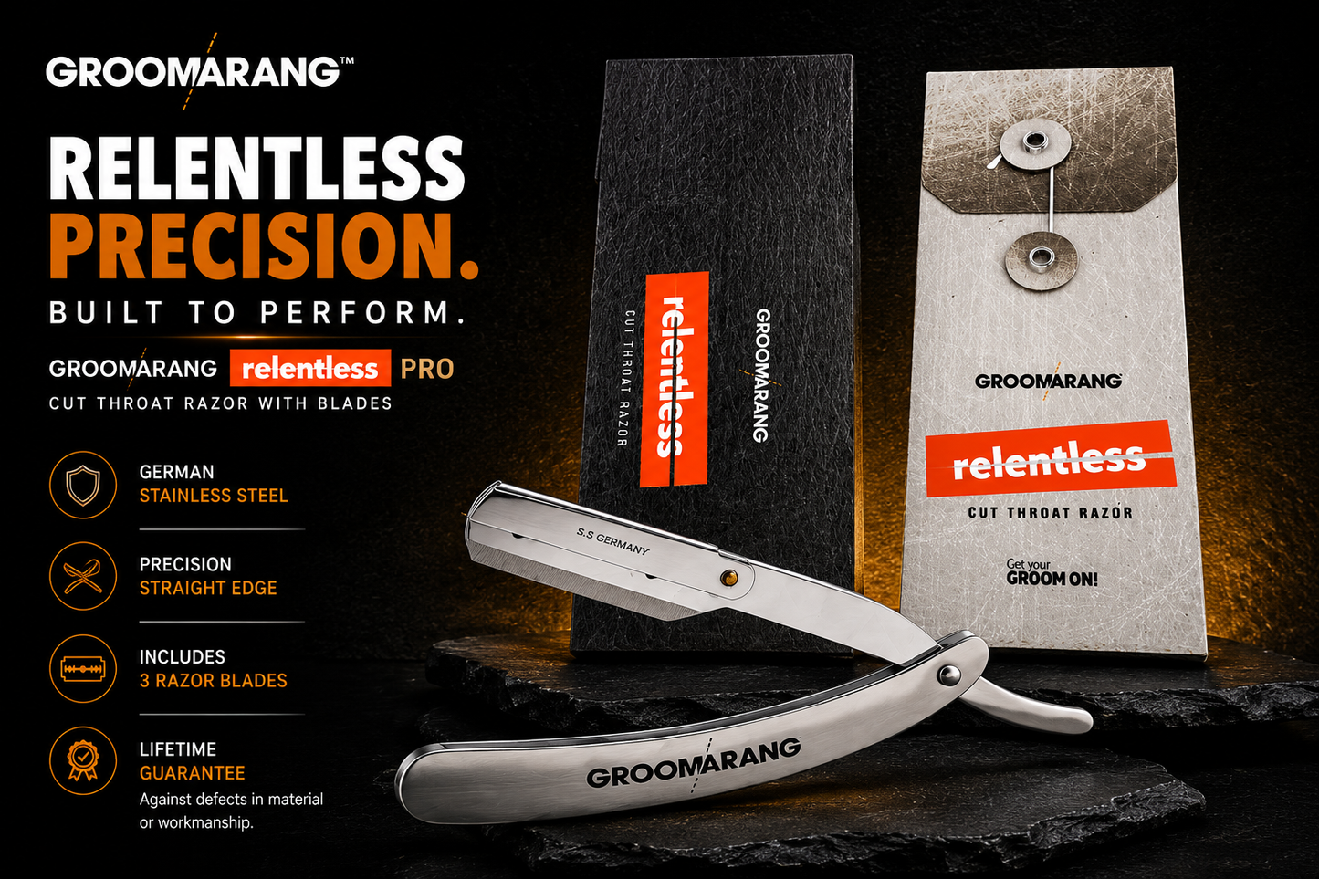 Groomarang Cut Throat Razor - Relentless Pro
