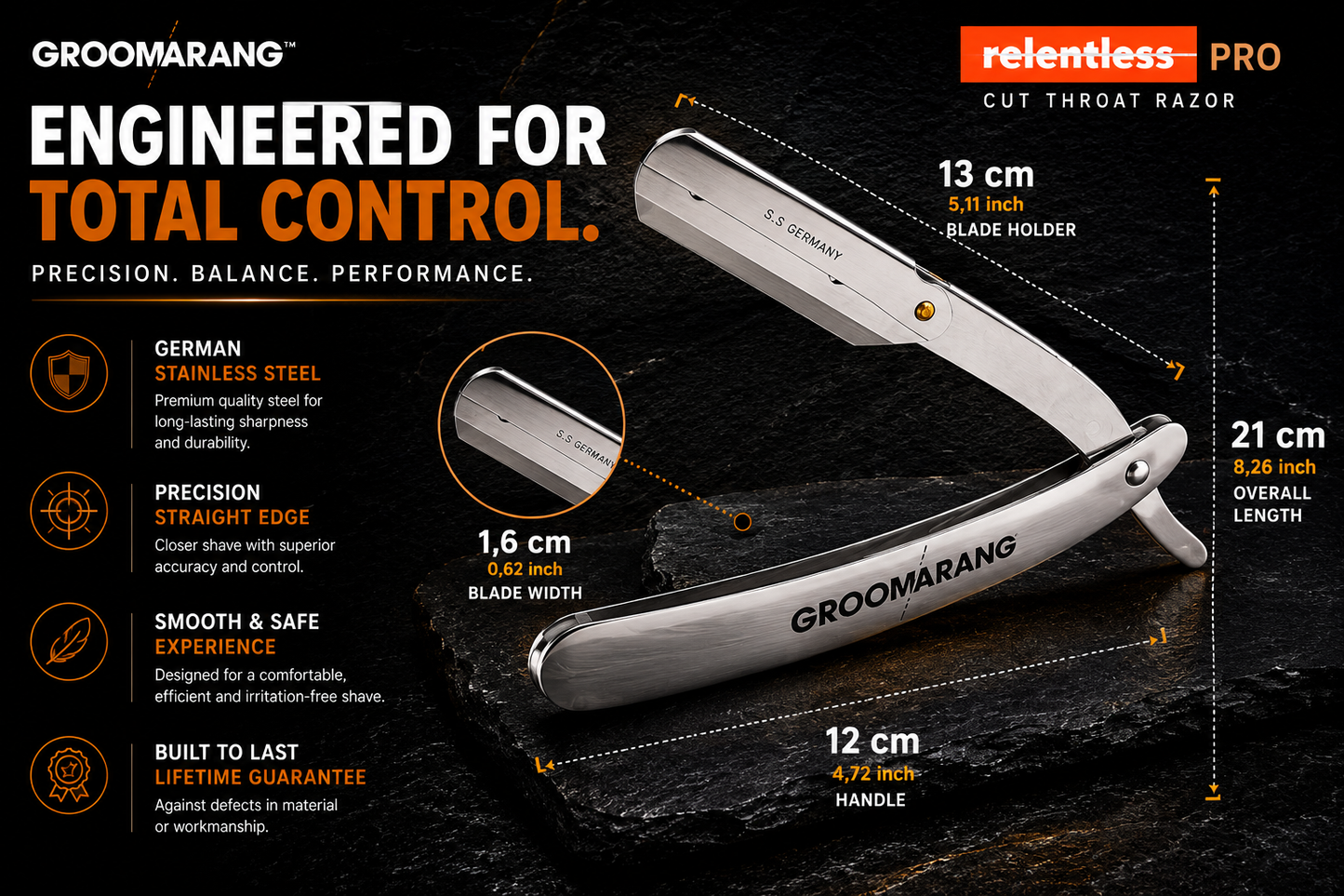 Groomarang Cut Throat Razor - Relentless Pro