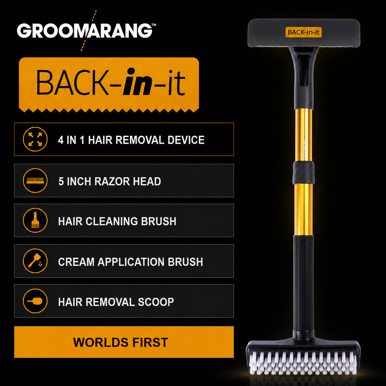 Groomarang 'Back In It' Back Shaver and Hair Removal Device