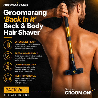 Groomarang 'Back In It' Back Shaver and Hair Removal Device