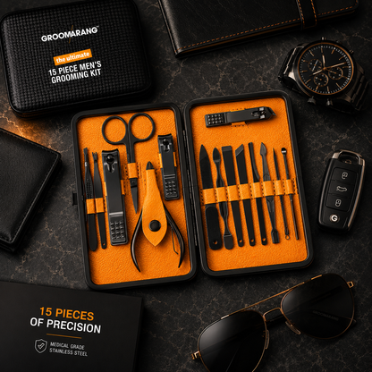 Groomarang 'The Ultimate' 15 Piece Mens Grooming Manicure & Pedicure Kit