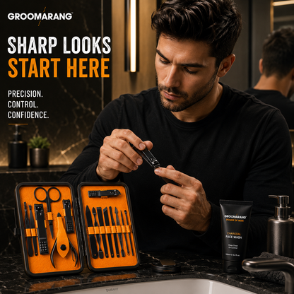 Groomarang 'The Ultimate' 15 Piece Mens Grooming Manicure & Pedicure Kit