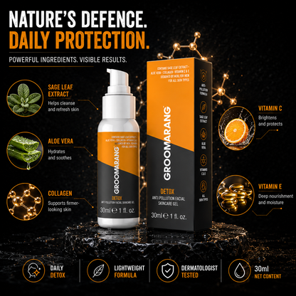 Groomarang Premium Facial Skincare - Anti Pollution Detox Gel 30ml