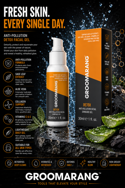 Groomarang Premium Facial Skincare - Anti Pollution Detox Gel 30ml