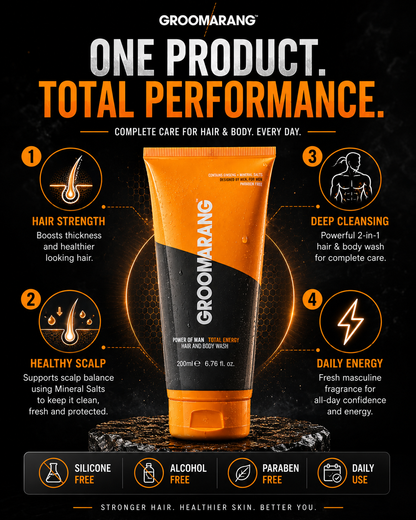 Groomarang Power of Man ‘Total Energy’ Hair and Body Wash 200ml