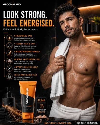 Groomarang Power of Man ‘Total Energy’ Hair and Body Wash 200ml