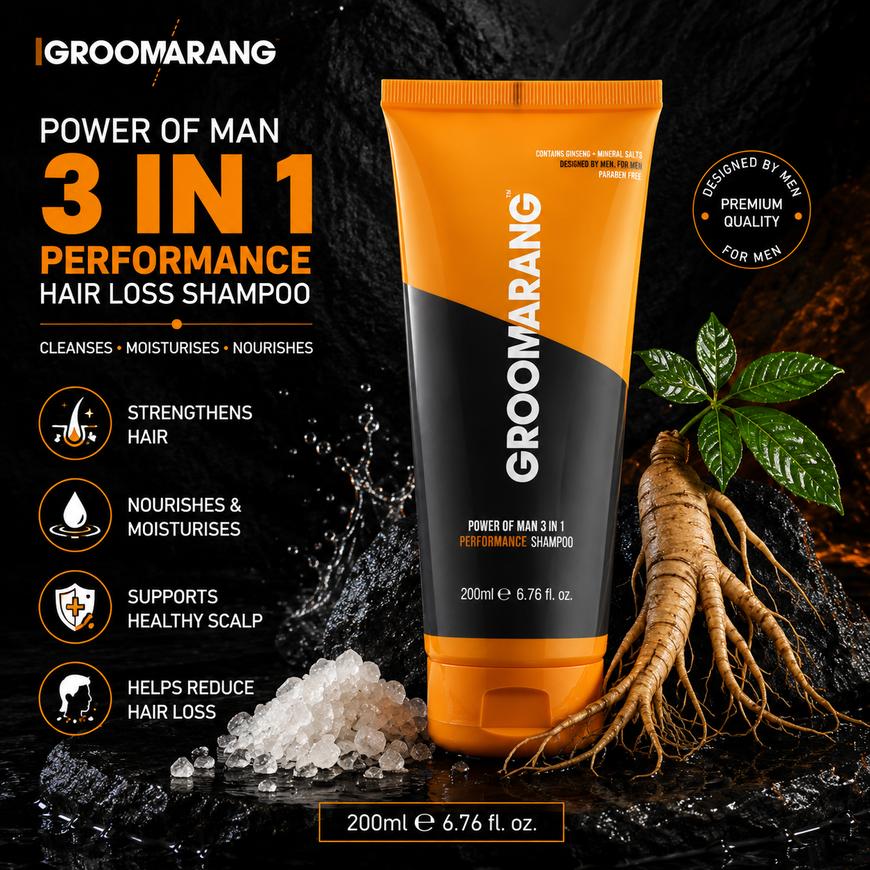 Groomarang Power of Man 3 in 1 'Performance' Shampoo 200ml